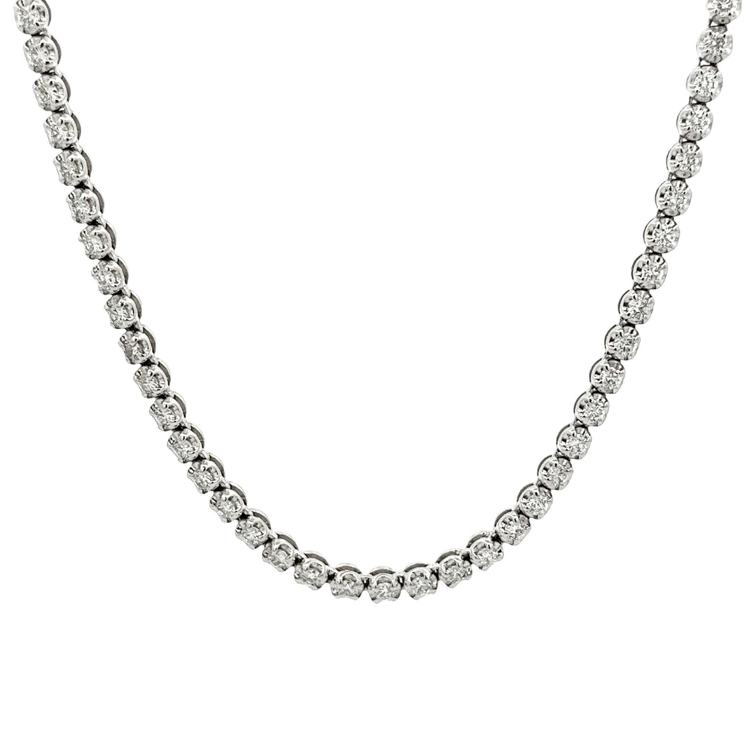 This beautiful 14k white gold tennis style necklace features round ...
