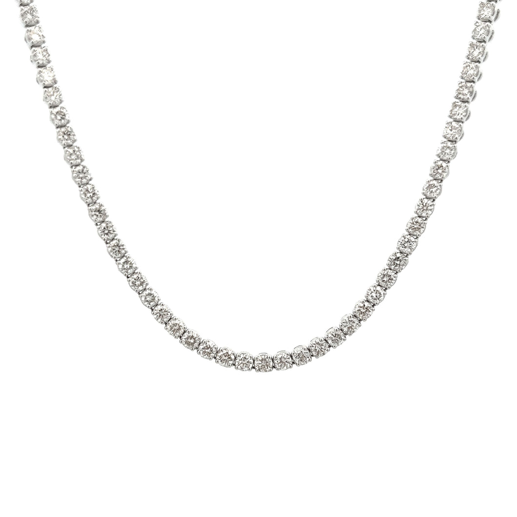 This beautiful 14k white gold tennis style necklace features round ...