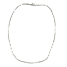 This beautiful 14k white gold tennis style necklace features round ...