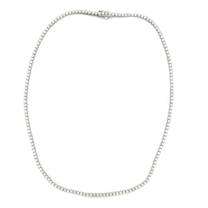 This beautiful 14k white gold tennis style necklace features round ...