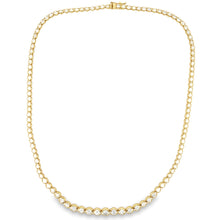 This gorgeous 14k yellow gold necklace features bezel-set round bri...