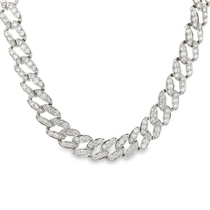 This beautiful 18k white gold necklace features round brilliant cut...
