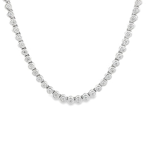 This beautiful 14k white gold necklace features round brilliant cut...
