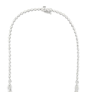 This beautiful 14k white gold diamond necklace features round brill...