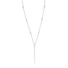 This gorgeous 18k white gold necklace features a stick pendant with...
