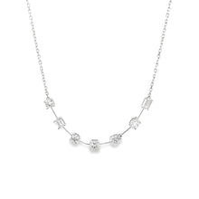 This gorgeous 14k white gold necklace features 7 diamonds in variou...