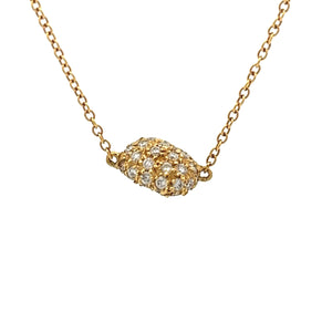 This 18k yellow gold necklace features pave set diamonds on the cen...