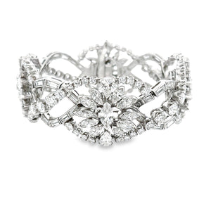 18k white gold diamond bracelet features various diamond shapes and...