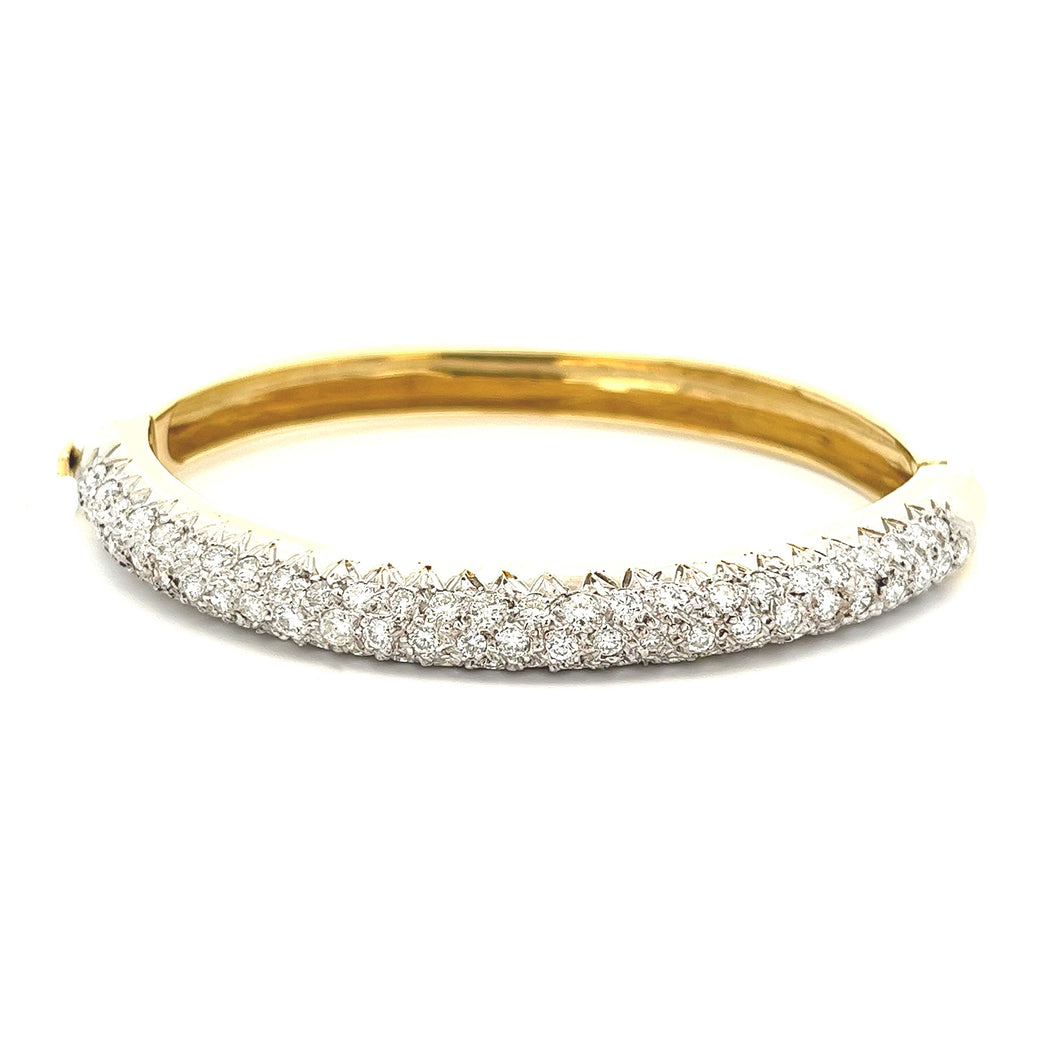 18k yellow gold bangle with 80 pave-set diamonds totaling approxima...