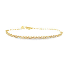 This 14k yellow gold diamond bracelet features round brilliant cut ...