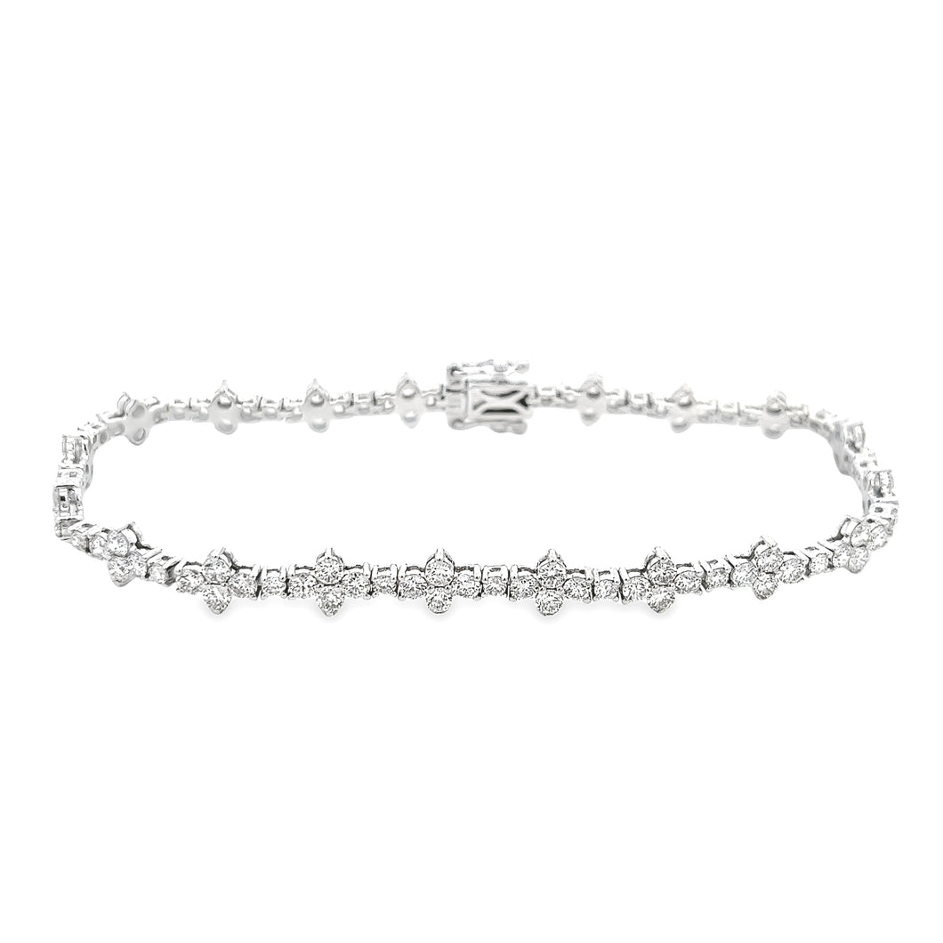 This beautiful 14k white gold diamond bracelet features 100 round b...