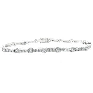 This beautiful 18k white gold bracelet features round brilliant cut...