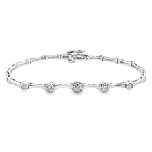 This 14k white gold diamond bracelet features 5 bezel-set round bri...