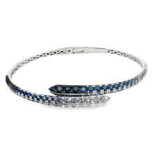18k white gold cuff bangle features round brilliant cut diamonds an...