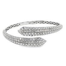 18k white gold cuff bangle features 196 round brilliant cut diamond...