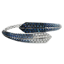 18k white gold cuff bangle features round brilliant cut diamonds an...