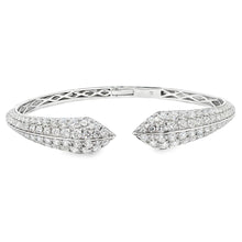 18k white gold cuff bangle features 144 round brilliant cut diamond...