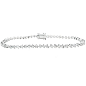 This beautiful 14k white gold bracelet features round brilliant cut...