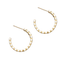 14k yellow gold hoop earrings featuring 6 emerald cut diamonds tota...