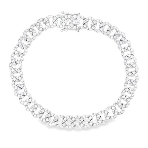This 14k white gold curb link bracelet features 320 pave-set diamon...