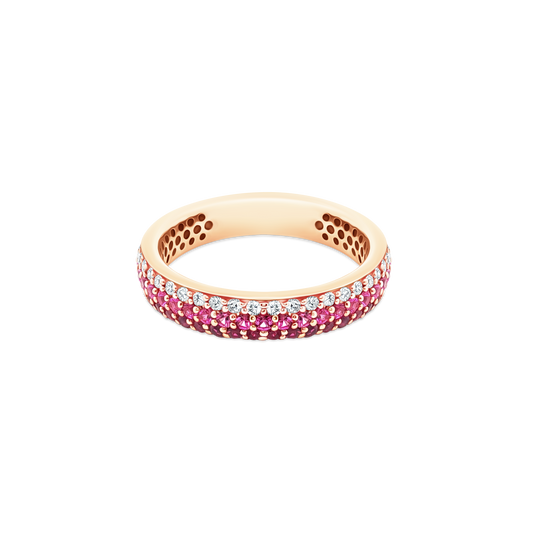 .21ct 18k Yellow Gold Diamond, Pink Sapphire, and Ruby Band - SKU 110-9002