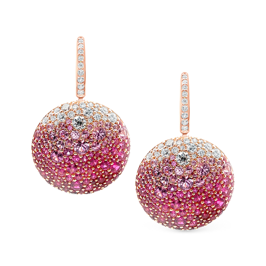 18k Rose Gold Diamond, Ruby and Pink Sapphire Earrings — photo 1 of 2