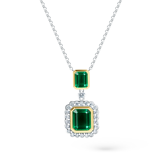 .46ct 18k Gold Diamond and Emerald Necklace - SKU 230-237
