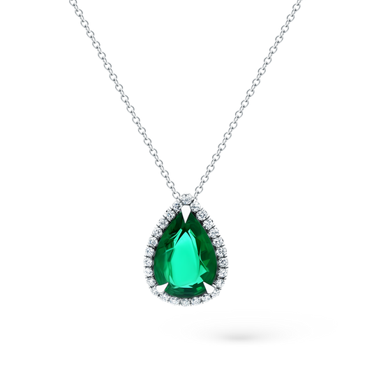 .19ct 18k White Gold Diamond and Emerald Pendant - SKU 230-232
