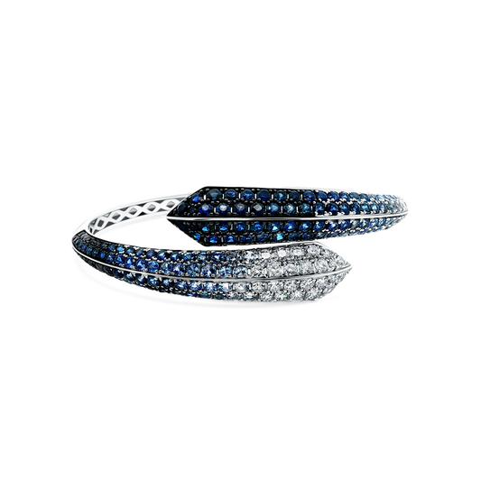 18k White Gold Diamond and Sapphire Cuff Bracelet — photo 1 of 1
