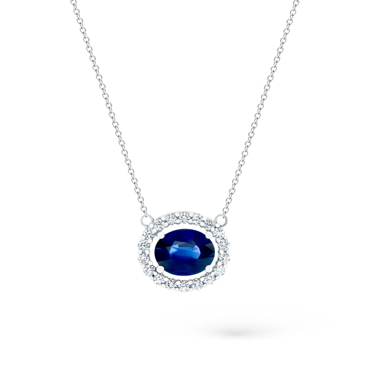 .40ct 18k White Gold Diamond and Sapphire Necklace - SKU 230-243