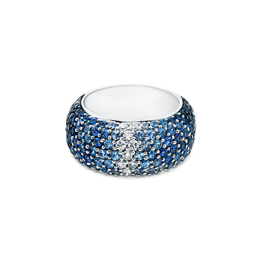 .27ct 18k White Gold Diamond and Sapphire Ombré Band - SKU 200-1769