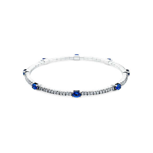 18k White Gold Diamond and Sapphire Stretch Bracelet — photo 1 of 2