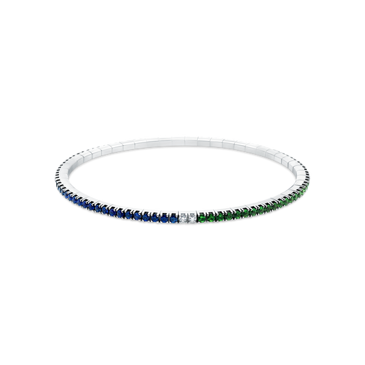 18k White Gold Diamond, Sapphire and Tsavorite Stretch Bracelet — photo 1 of 1