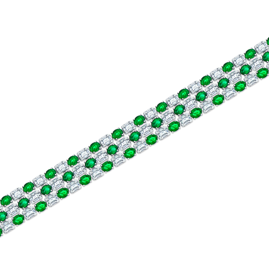 18k White Gold Emerald and Diamond Bracelet — photo 1 of 1
