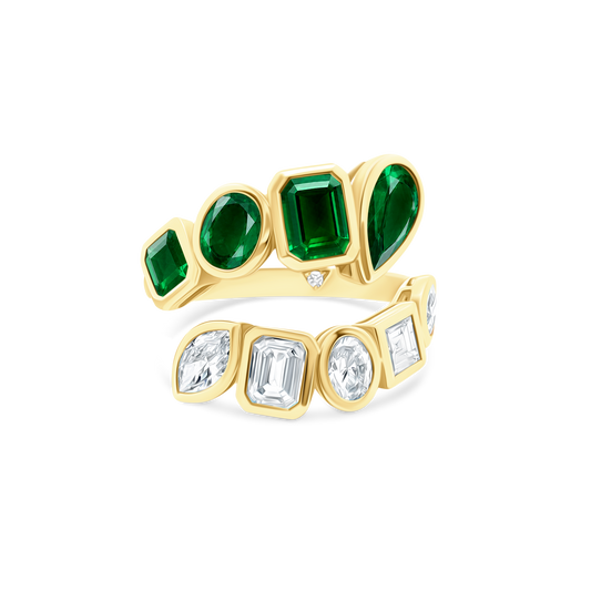 1.33ct 18k Yellow Gold Diamond and Emerald Ring - SKU 130-2066