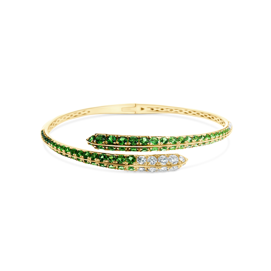 18k Yellow Gold Diamond and Tsavorite Cuff Bracelet — photo 1 of 1