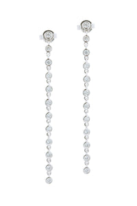 These 14k white gold diamond drop earrings feature round brilliant ...