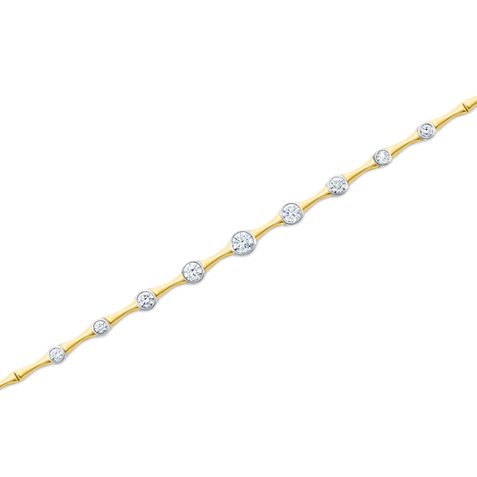 2.00ct 14k Yellow and White Gold Bezel Set Diamond Bracelet — photo 1 of 2