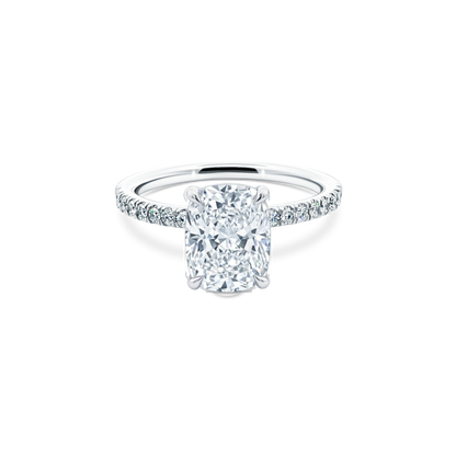 Elongated Cushion Cut Lab Grown Diamond Pave Engagement Ring with 2.00ct center diamond