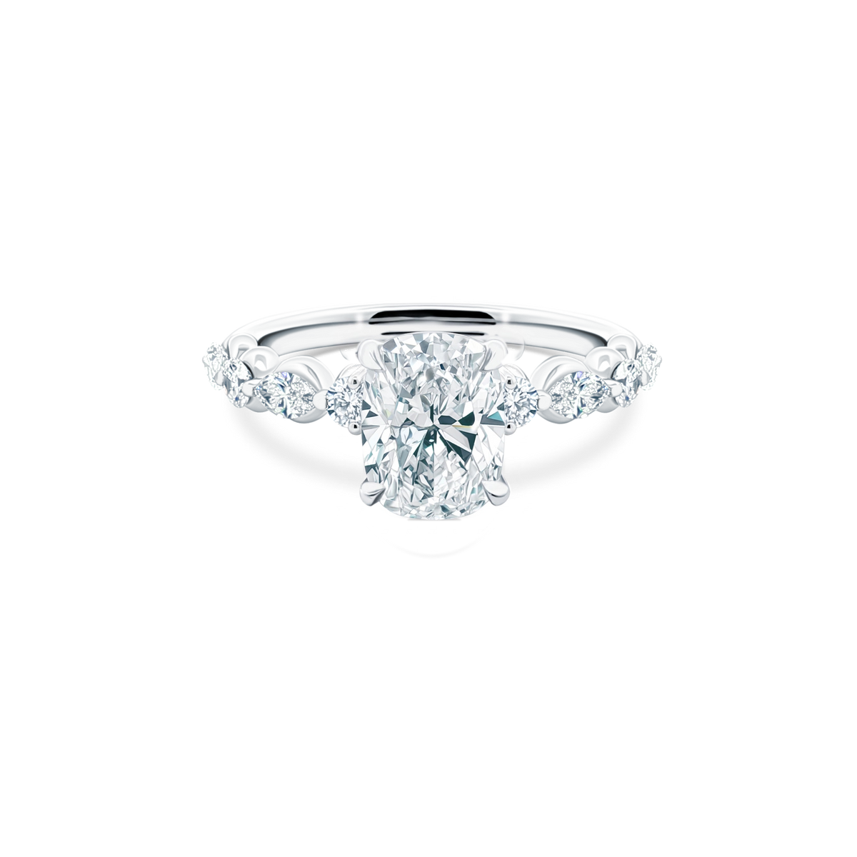 Elongated Cushion Cut Lab Grown Diamond Shared Prong Engagement Ring with 2.00ct center diamond