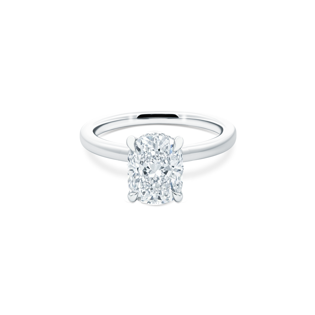 Elongated Cushion Cut Lab Grown Diamond Solitaire Engagement Ring with 2.00ct center diamond