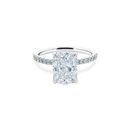 Elongated Radiant Cut Lab Grown Diamond Pave Engagement Ring with 2.00ct center diamond