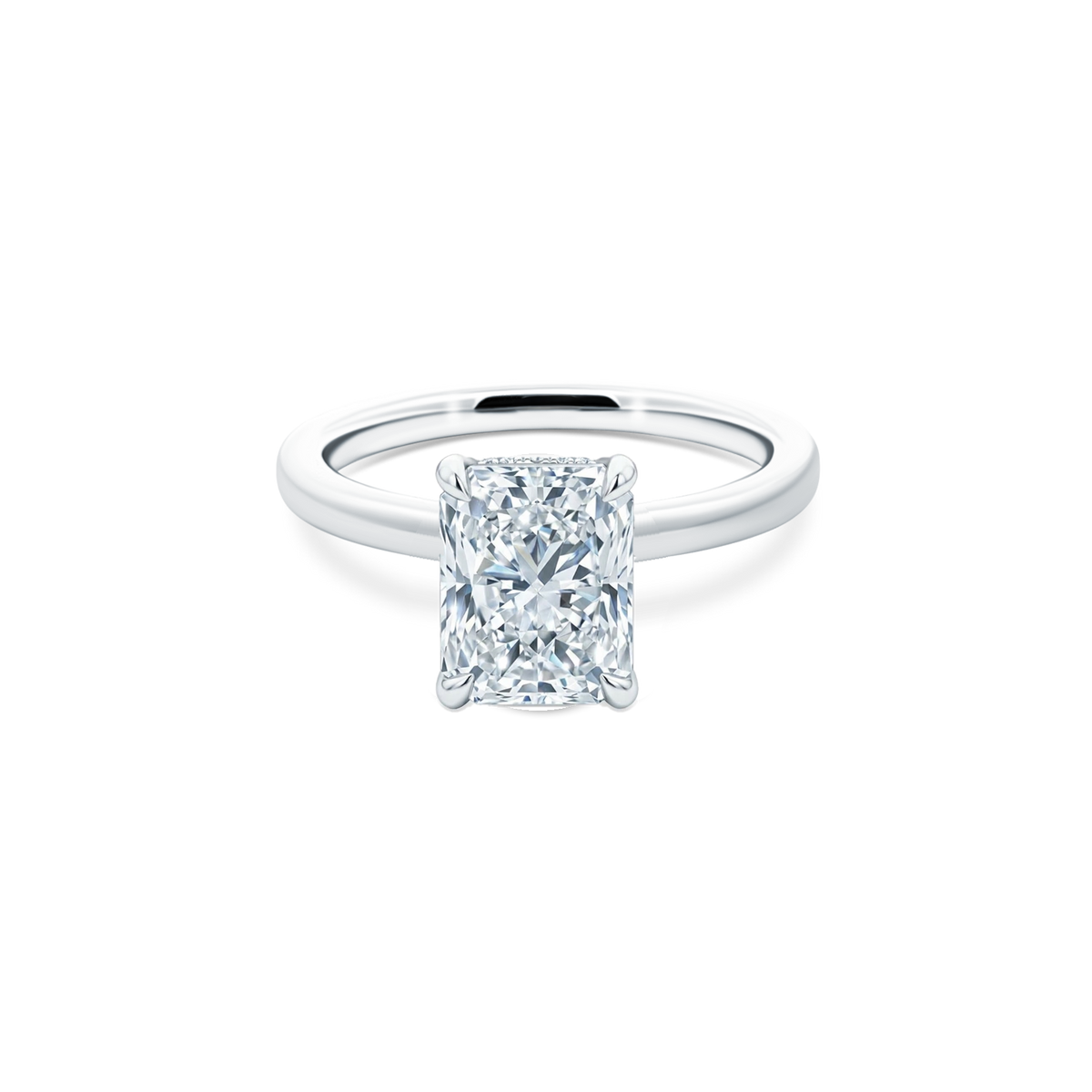 Elongated Radiant Cut Lab Grown Diamond Solitaire Engagement Ring with 2.00ct center diamond