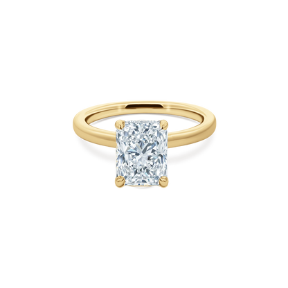 Elongated Radiant Cut Lab Grown Diamond Solitaire Engagement Ring in 14K yellow gold with 2.00ct center diamond