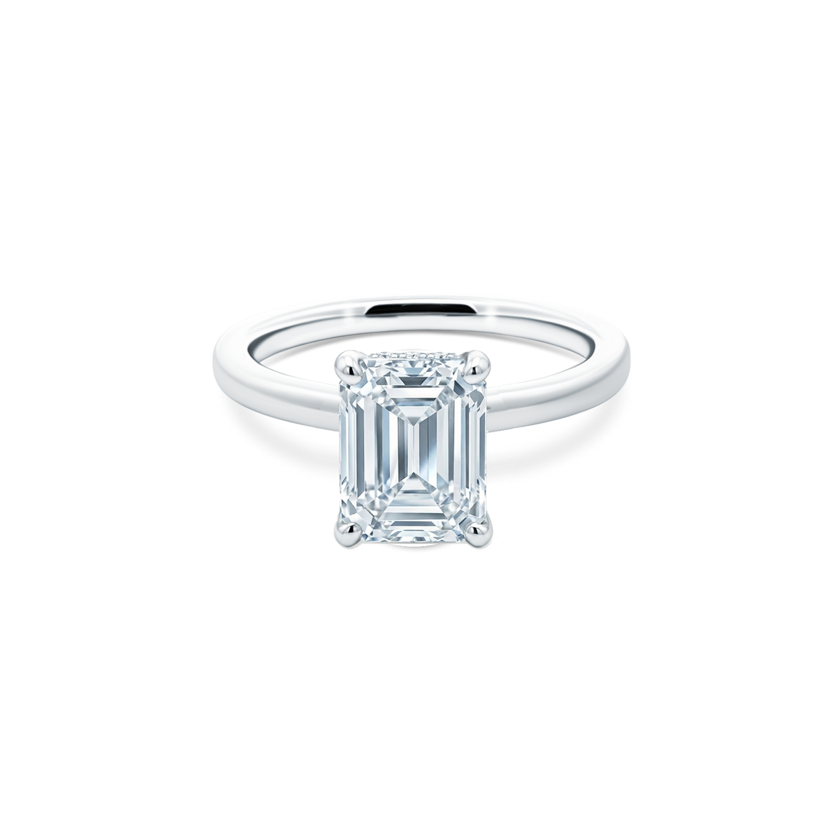 Emerald Cut Lab Grown Diamond Solitaire Engagement Ring with 2.00ct center diamond