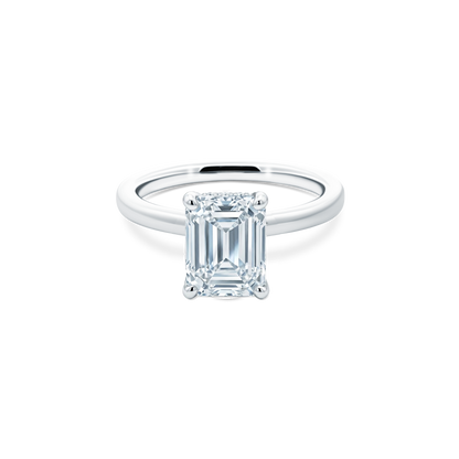 Emerald Cut Lab Grown Diamond Solitaire Engagement Ring with 2.00ct center diamond
