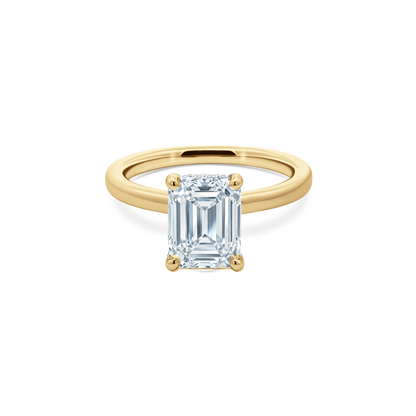 Emerald Cut Lab Grown Diamond Solitaire Engagement Ring in 14K yellow gold with 2.00ct center diamond