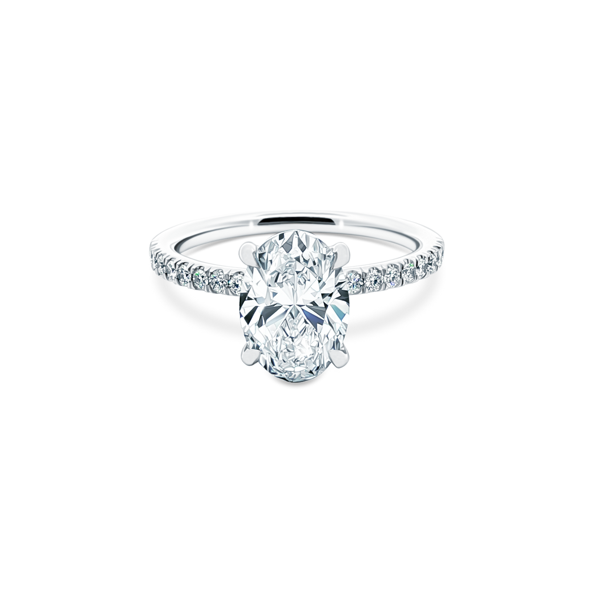 Oval Cut Lab Grown Diamond Pave Engagement Ring with 2.00ct center diamond