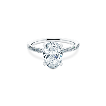 Oval Cut Lab Grown Diamond Pave Engagement Ring with 2.00ct center diamond