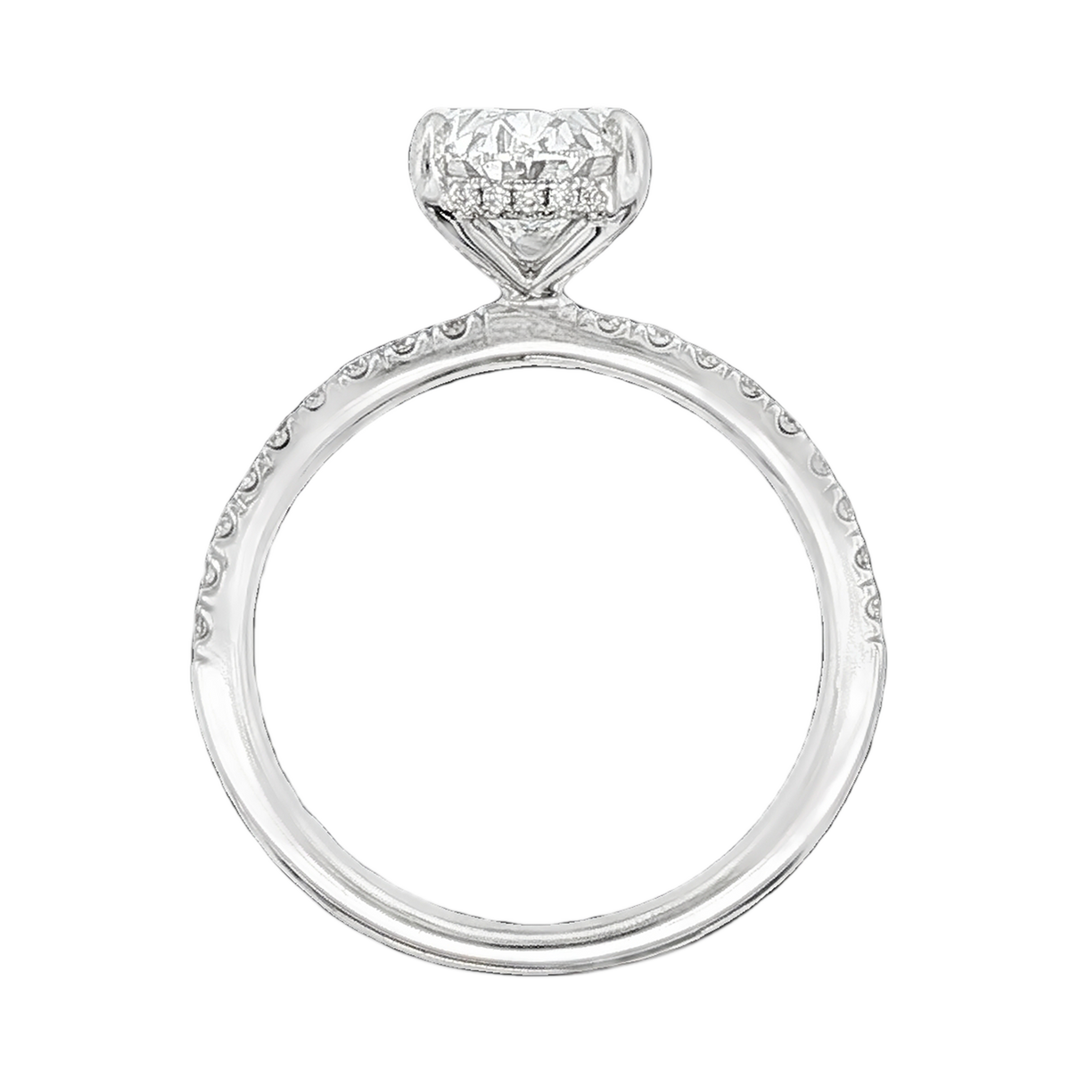 Emerald Cut Lab Grown Diamond Pave Engagement Ring, alternate view
